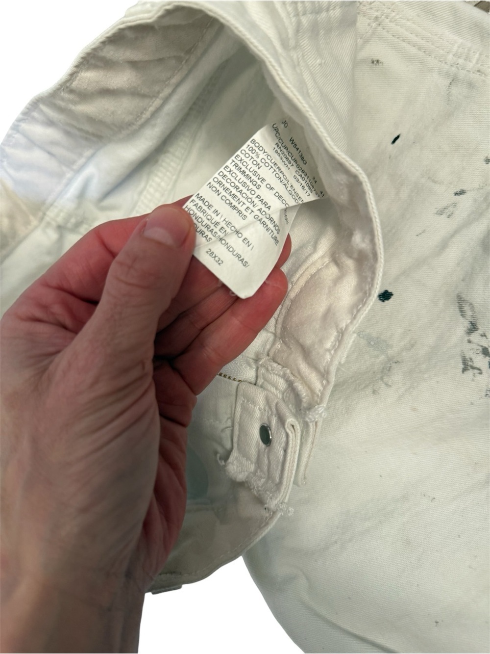 White Painter Carpenter Style Work Pants with Paint Splatter - Picture 9 of 9